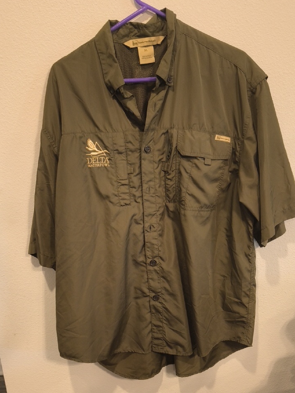 Delta Waterfowl Olive Green Short-Sleeve Button-Front Casual Shirt XL